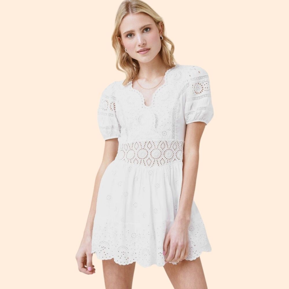 LoveShackFancy Valente Dress White